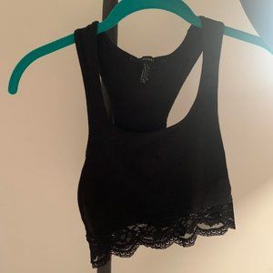 Forever 21 Black Crop Top with lace detail